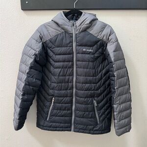 Columbia Black and Grey Puffer Jacket - Youth XL